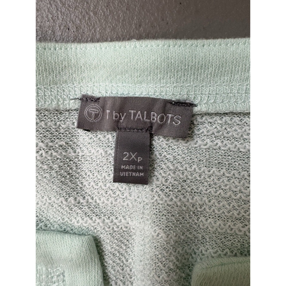 T By TALBOTS Womens Size P2XL Top Blouse Shirt Light Green Cotton Blend NWOT - Picture 4 of 12